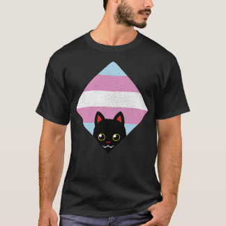 T-shirt Peeking Cat Trans Square Flag by Tobe Fonseca