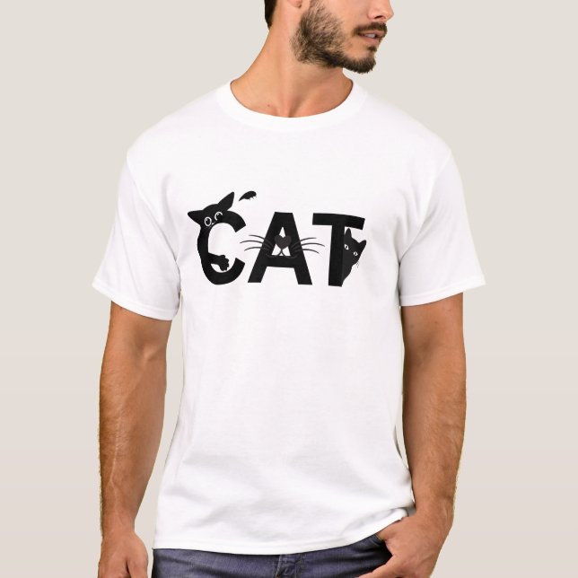 T-shirt Peeking Chats Noirs - Cute Minimalist Cat Art (Devant)