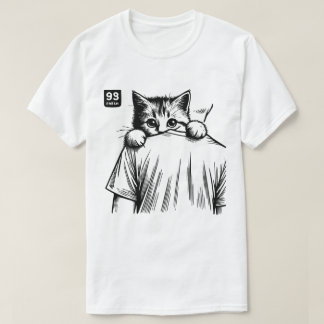 T-shirt Peeking Pawfect : Sneaky Cat Sketch Tee