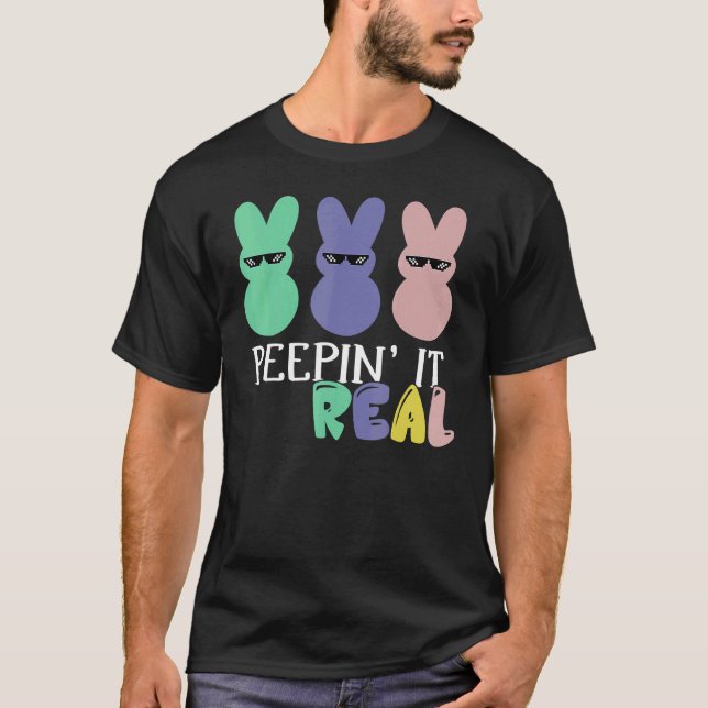 T-shirt Peepin It Real Happy Mother's Bunny Egg Hunt (Devant)