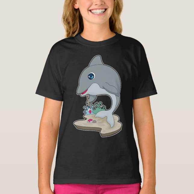 T-shirt Peintre de dauphin Peinture de pinceau (Devant)