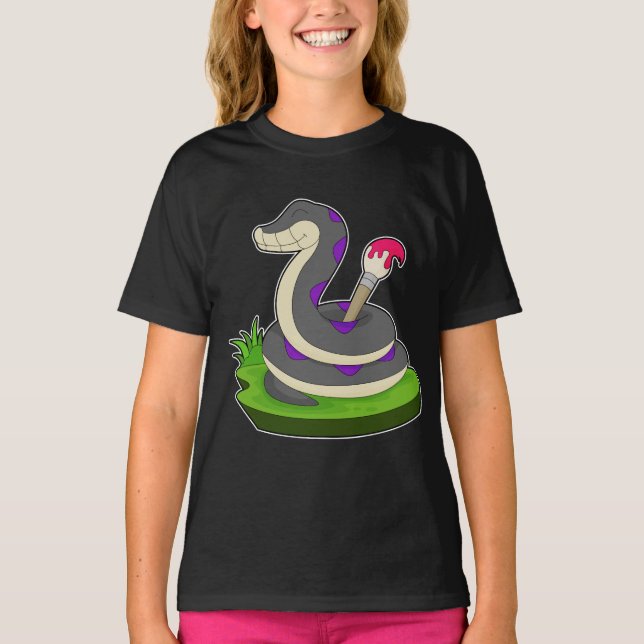 T-shirt Peintre serpent Peinture pinceau Peinture (Devant)