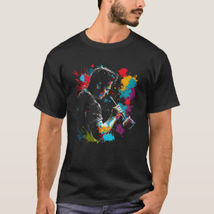 T-shirt Peintre Splash Peinture Couleurs rétro Peintre