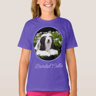 T-shirt Peinture à collie à poils - Joli art original chie