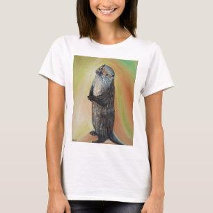 T-shirt Peinture à la loutre de la rivière debout