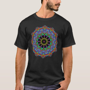 T-shirt Peinture à la main Mandala Horloge Face 24