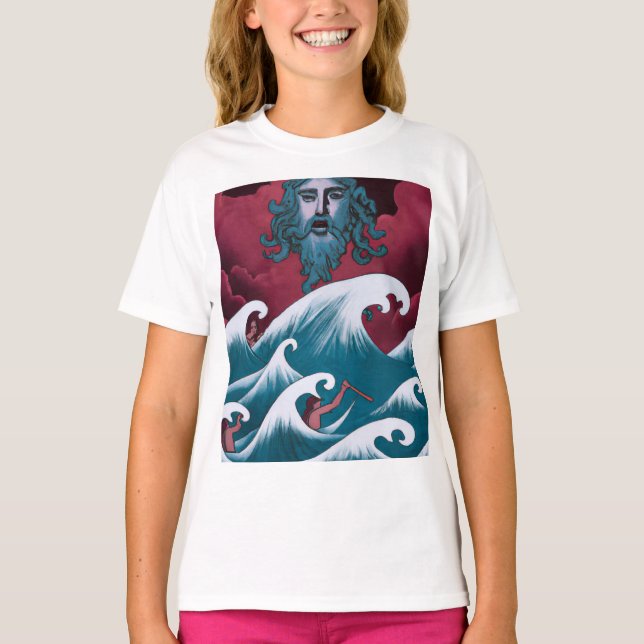 T-shirt Peinture à l'huile de Neptune Crimson (Devant)