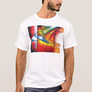 T-shirt peinture abstraite rouge jaune vert bleu