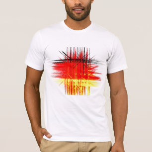 T-shirt Peinture Abstraite   Rouge Noir Jaune Rétro