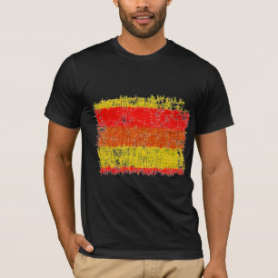 T-shirt Peinture Abstraite   Rouge rétro et jaune