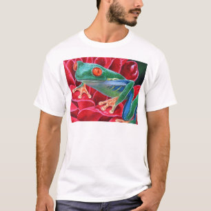 T-shirt Peinture animale d'art de grenouille verte - multi