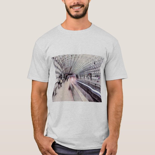 T-shirt Peinture aquarelle du métro Washington (Devant)