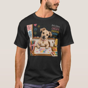 T-shirt Peinture aquarelle d'un chien d'école mignon