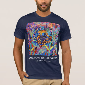 T-shirt Peinture bleue de forêt tropicale d'Amazone de