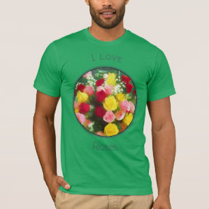 T-shirt Peinture Bouquet Rose - Jolie Art Fleur Originale