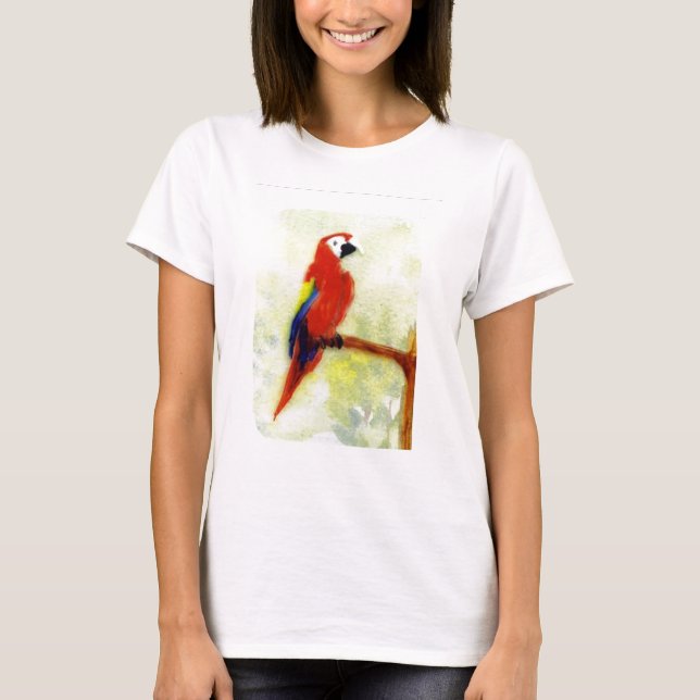 T-shirt Peinture colorée d'oiseaux Macaw (Devant)