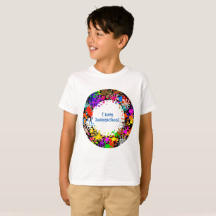 T-shirt Peinture colorée Splatter J'aime l'école à domicil