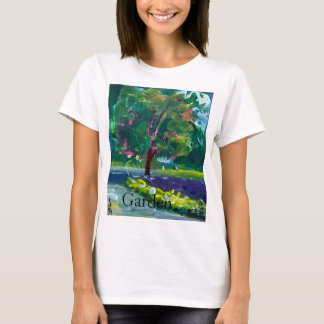 T-shirt Peinture contemporaine moderne. Jardin d'été