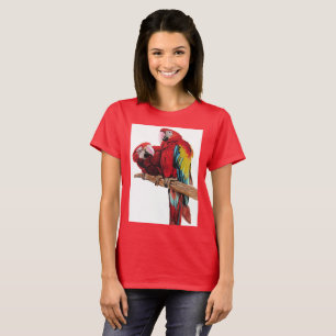 T-shirt Peinture couleur rouge Macaw Aquarelle