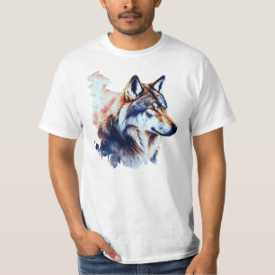 T-shirt Peinture d'aquarelle Abstraite de la tête de loup