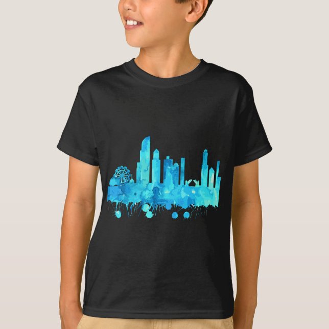 T-shirt Peinture d'aquarelle de Chicago Skyline (Devant)