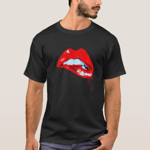 T-shirt Peinture d'art à lèvres rouges
