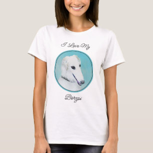 T-shirt Peinture de Borzoi (Blanc) - Joli Chien d'origine