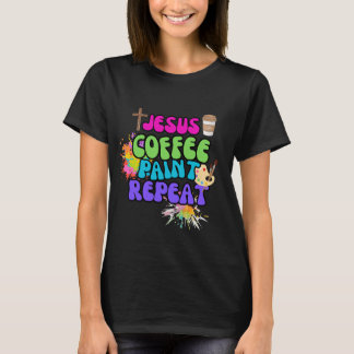T-shirt Peinture de café Jésus Répéter