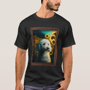 T-shirt Peinture de caniche Fleur de tournesol Maman Femme
