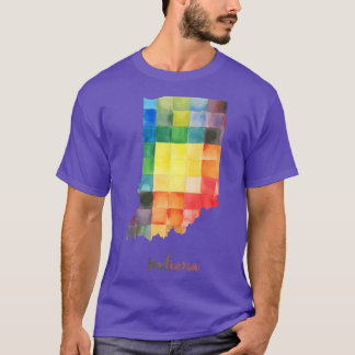 T-shirt Peinture de carte aquarelle de l'Indiana surdimens