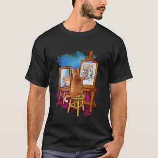 T-shirt Peinture de chat Lion Artistique Amoureux Animaux 