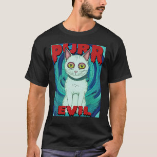 T-shirt Peinture de chat maléfique ronronnant