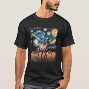 T-shirt Peinture de cheval Appaloosa Nuit étoilée