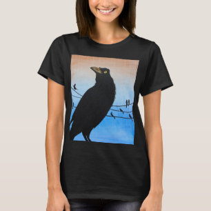 T-shirt Peinture de faune de nature d'oiseau de Grackle