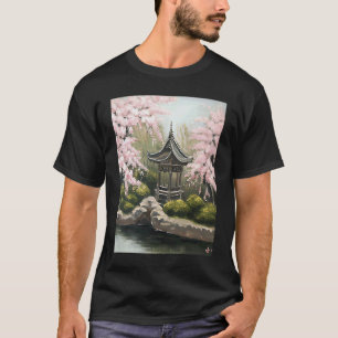 T-shirt Peinture de l'étang du sanctuaire du jardin de fle