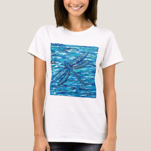 T-shirt Peinture de libellules bleues