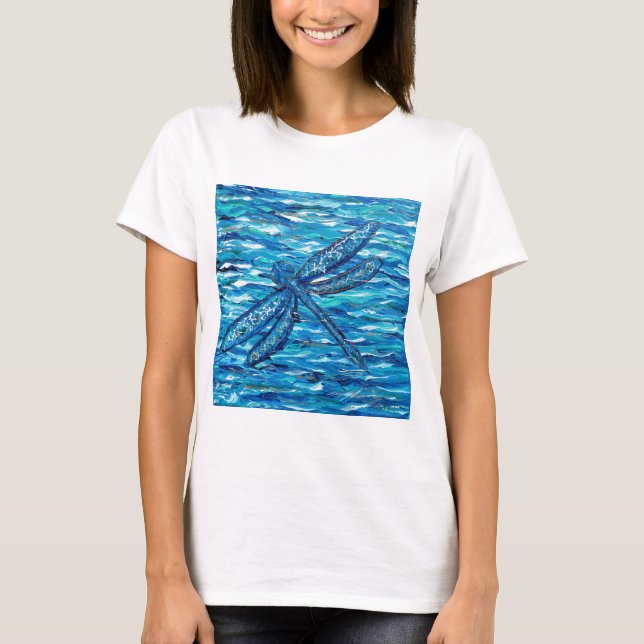 T-shirt Peinture de libellules bleues (Devant)