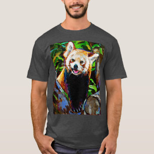 T-shirt Peinture de panda rouge mignonne et colorée