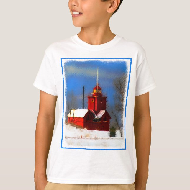 T-shirt Peinture de phare rouge - Art original (Devant)