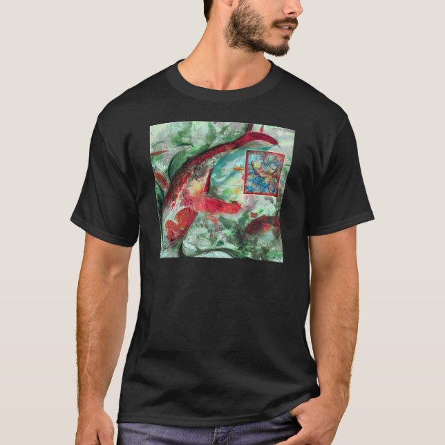 T-shirt Peinture de poissons de carpe de Koi (Devant)