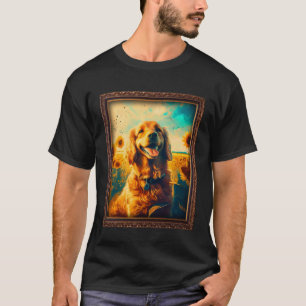 T-shirt Peinture de Retriever Cocker Doré Fleur de Tournes
