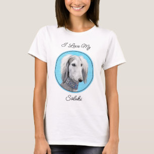 T-shirt Peinture de Saluki (Argent) - Joli art original de