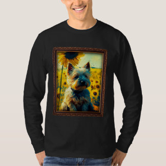 T-shirt Peinture de Terrier Cairn Fleur de Tournesol Maman