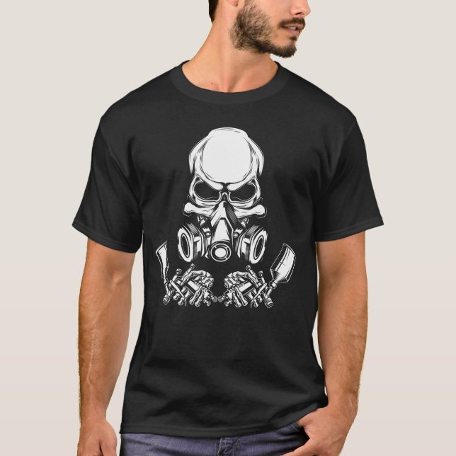 T-shirt Peinture de voiture Peintre crâne (Devant)