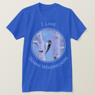 T-shirt Peinture Downy Woodpecker - Art original pour oise