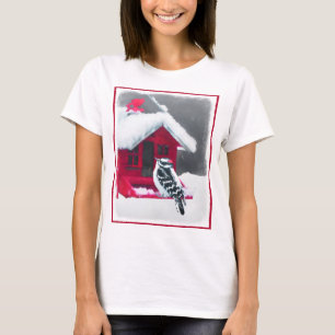 T-shirt Peinture Downy Woodpecker - Art original pour oise