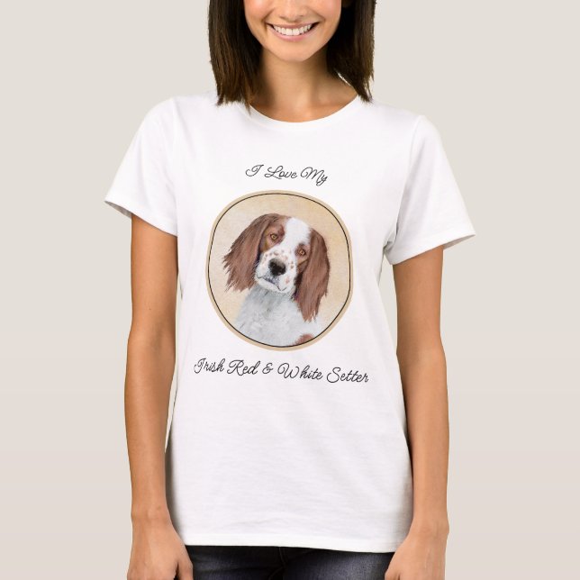 T-shirt Peinture en Setter rouge et blanc irlandais - Art  (Devant)