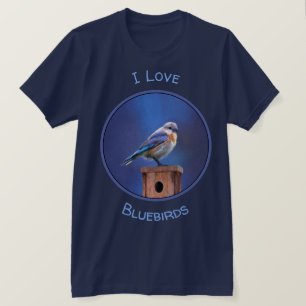 T-shirt Peinture (femelle) d'oiseau bleu - art original