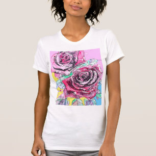 T-shirt Peinture florale de fleurs roses aquarelle rose ro