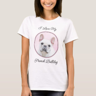 T-shirt Peinture française de Bulldog (Crème/Blanc) - Art 